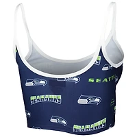 Concepts Sport College Navy Seattle Seahawks Breakthrough Allover Knit Lounge Bralette