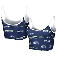 Concepts Sport College Navy Seattle Seahawks Breakthrough Allover Knit Lounge Bralette