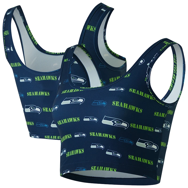 Brassière à imprimé mosaïque pour femme Concepts Sport College Navy Seattle Seahawks
