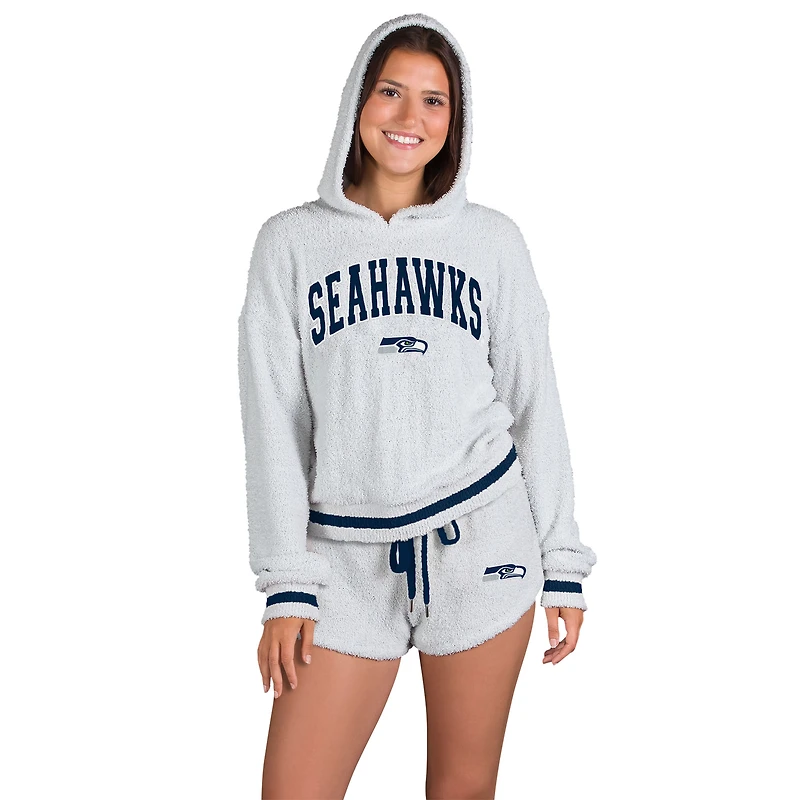 Women's Concepts Sport Gray Seattle Seahawks Whitley Long Sleeve Hoodie Top & Shorts Set