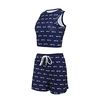 Ensemble de nuit Concepts Sport Seattle Seahawks Gauge pour femmes, débardeur court et short imprimé sur toute la surface