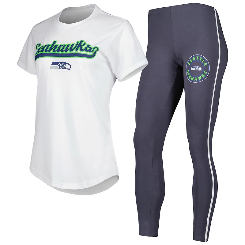 Ensemble de nuit Concepts Sport blanc/anthracite pour femme avec haut et leggings Sonata des Seattle Seahawks