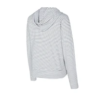 Women's Concepts Sport White/Gray Seattle Seahawks Liftoff Striped V-Neck Hoodie