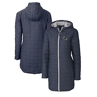 Women's Cutter & Buck College Navy Seattle Seahawks Helmet Logo Rainier Primaloft Eco Insulated Hooded Long Coat