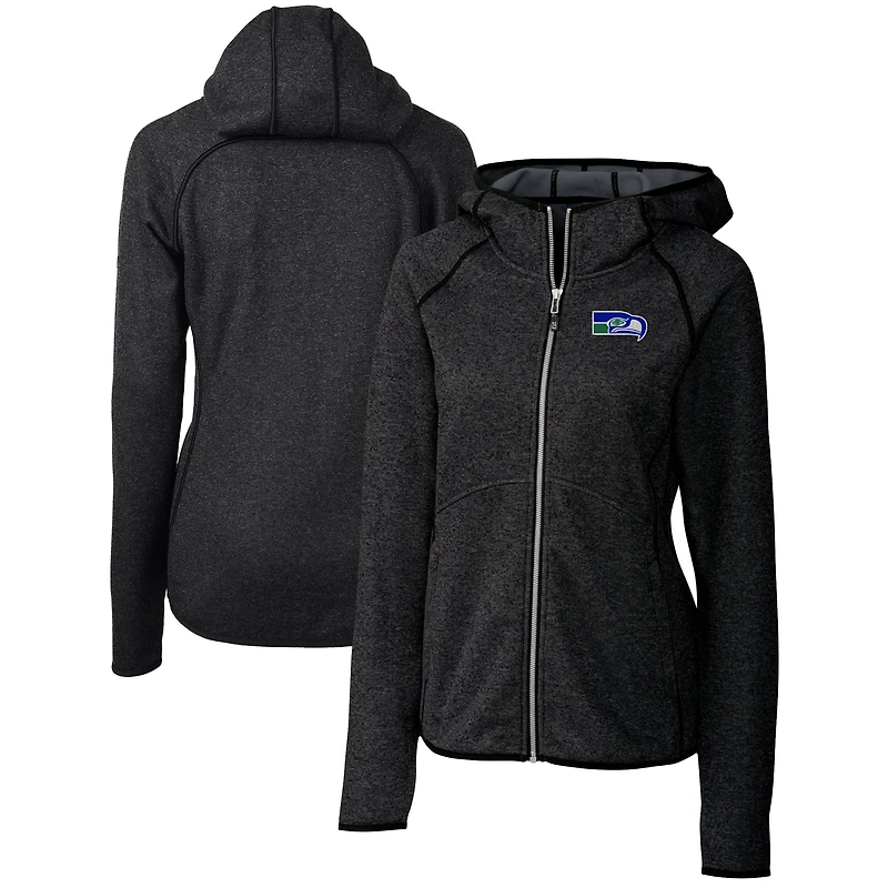 Women's Cutter & Buck Heather Charcoal Seattle Seahawks Throwback Logo Mainsail Full-Zip Jacket
