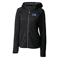 Women's Cutter & Buck Heather Charcoal Seattle Seahawks Throwback Logo Mainsail Full-Zip Jacket