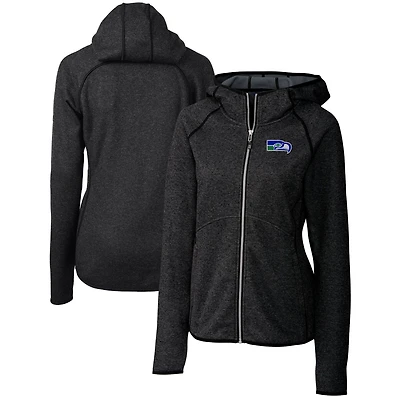 Women's Cutter & Buck Heather Charcoal Seattle Seahawks Throwback Logo Mainsail Full-Zip Jacket