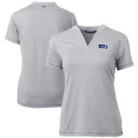 Polo à col en V Forge Blade pour femme, gris chiné, avec logo rétro des Seattle Seahawks, Cutter & Buck