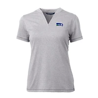 Polo à col en V Forge Blade pour femme, gris chiné, avec logo rétro des Seattle Seahawks, Cutter & Buck