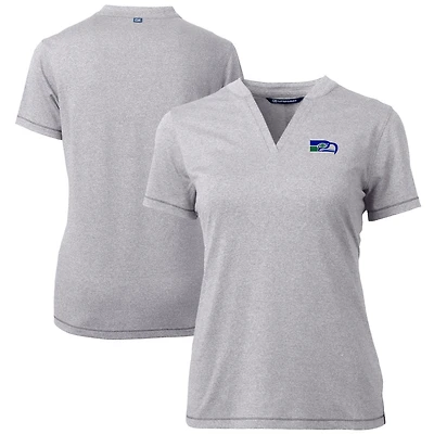Polo à col en V Forge Blade pour femme, gris chiné, avec logo rétro des Seattle Seahawks, Cutter & Buck