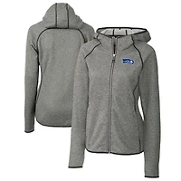 Women's Cutter & Buck Heather Gray Seattle Seahawks Throwback Logo Mainsail Full-Zip Jacket