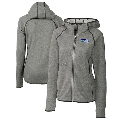 Women's Cutter & Buck Heather Gray Seattle Seahawks Throwback Logo Mainsail Full-Zip Jacket