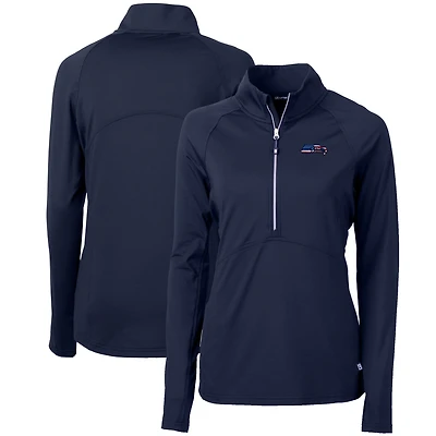 Women's Cutter & Buck Navy Seattle Seahawks Adapt Eco Knit Stretch Recycled Half-Zip Pullover Top