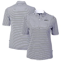 Women's Cutter & Buck  Navy Seattle Seahawks DryTec Virtue Eco Pique Stripe Recycled Polo