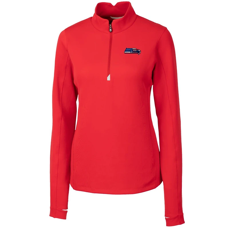 Women's Cutter & Buck Red Seattle Seahawks Traverse Quarter-Zip Pullover Top
