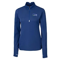 Women's Cutter & Buck Royal Seattle Seahawks Throwback Logo Traverse Stretch Quarter-Zip Pullover Top