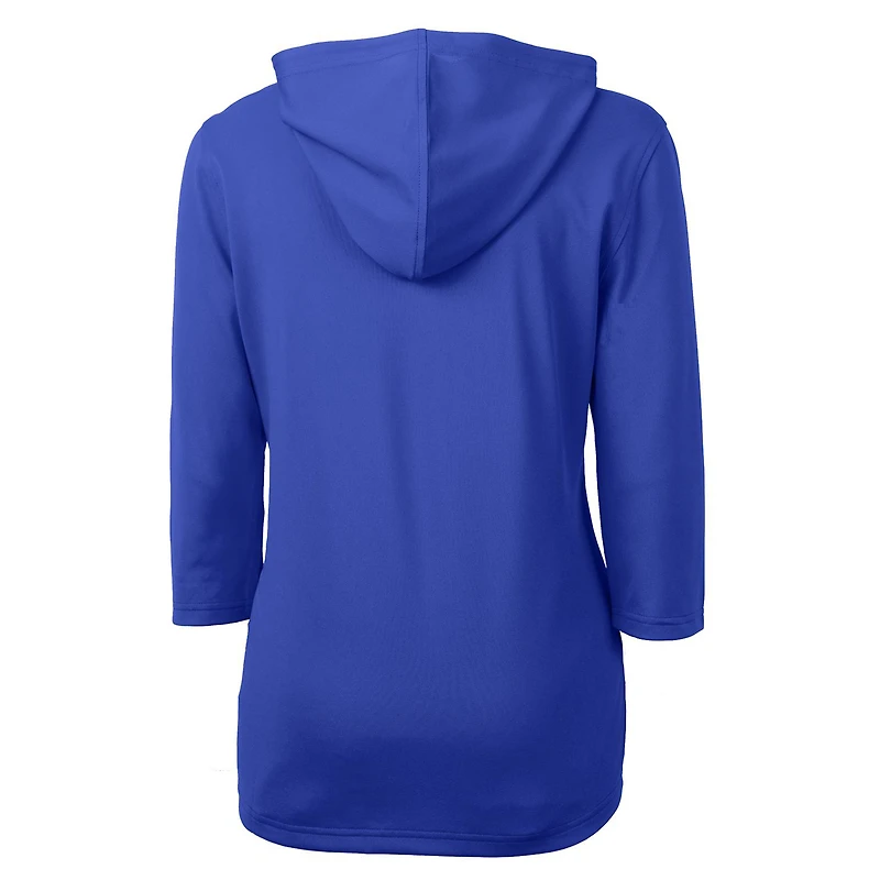 Women's Cutter & Buck Royal Seattle Seahawks Throwback Logo Virtue Eco Pique 3/4 Sleeve Half-Zip Pullover Hoodie