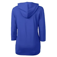 Women's Cutter & Buck Royal Seattle Seahawks Throwback Logo Virtue Eco Pique 3/4 Sleeve Half-Zip Pullover Hoodie