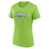 Women's Fanatics College Navy/Neon Green Seattle Seahawks Fan T-Shirt Combo Set