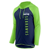 Women's Fanatics College Navy/Neon Green Seattle Seahawks Forever Fan Full-Zip Hoodie