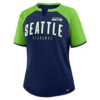 Women's Fanatics College Navy/Neon Green Seattle Seahawks Height Advantage T-Shirt