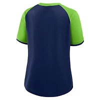 Women's Fanatics College Navy/Neon Green Seattle Seahawks Height Advantage T-Shirt