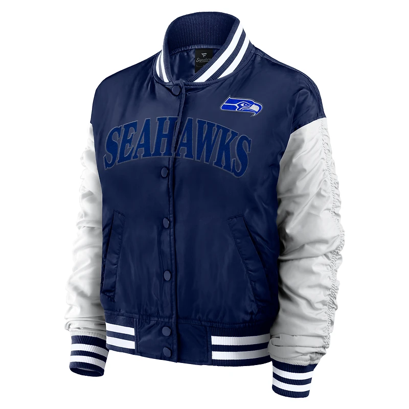 Veste à boutons-pression intégrale Elements Wave de Seattle Seahawks la collection Fanatics College Navy pour femme