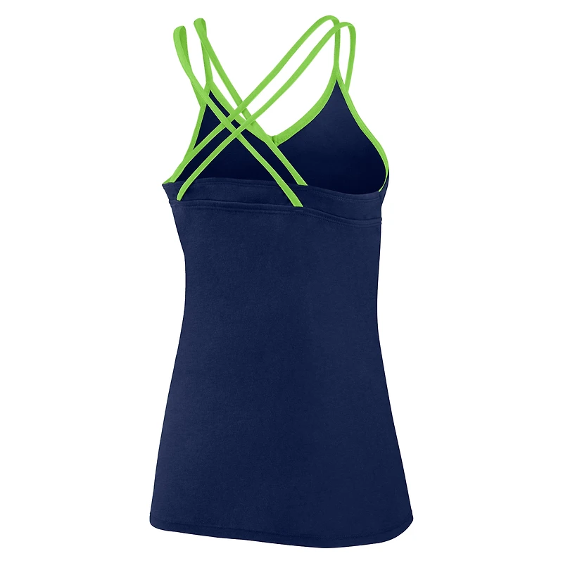Women's Fanatics College Navy Seattle Seahawks Go For It Strappy Crossback Tank Top