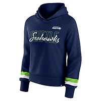 Women's Fanatics College Navy Seattle Seahawks Over Under Pullover Hoodie