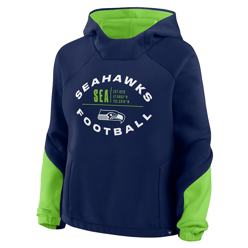 Sweat à capuche surdimensionné Redzone Bubble Screen pour femme Fanatics College Navy des Seattle Seahawks