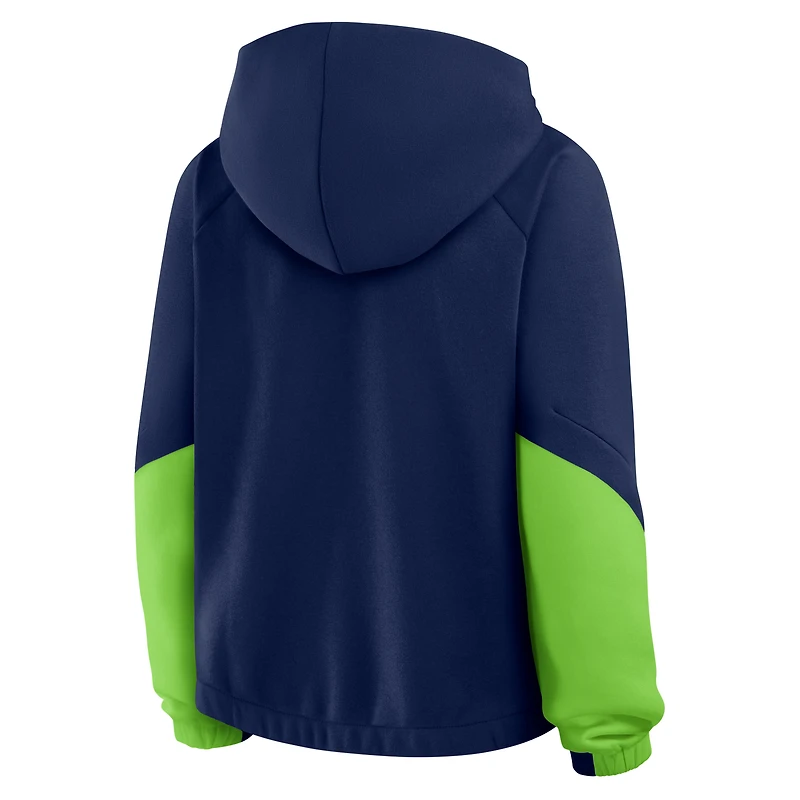 Sweat à capuche surdimensionné Redzone Bubble Screen pour femme Fanatics College Navy des Seattle Seahawks