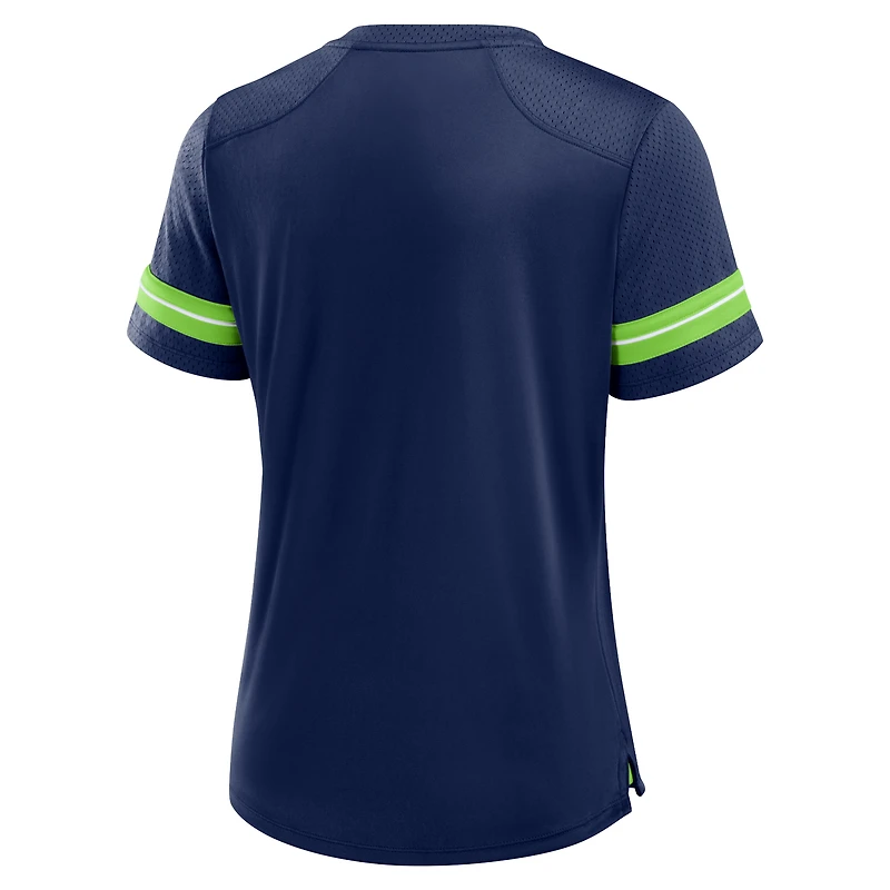 Women's Fanatics College Navy Seattle Seahawks Play Script Lace-Up T-Shirt