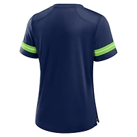 Women's Fanatics College Navy Seattle Seahawks Play Script Lace-Up T-Shirt