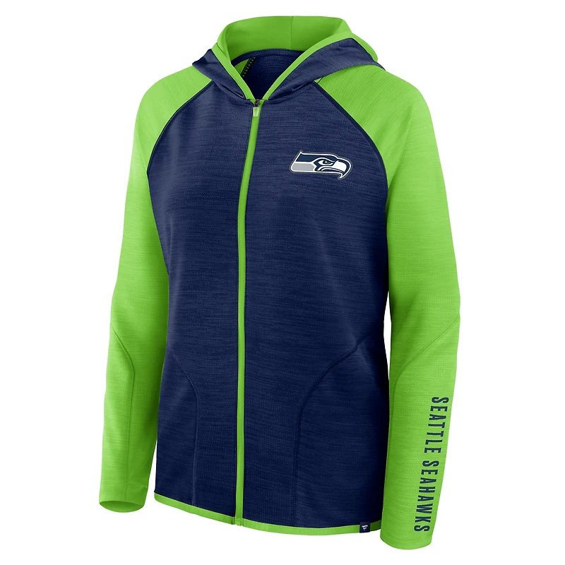 Women's Fanatics College Navy Seattle Seahawks Plus End Around Pass Full-Zip Hoodie