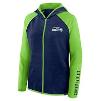 Women's Fanatics College Navy Seattle Seahawks Plus End Around Pass Full-Zip Hoodie