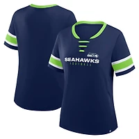 Women's Fanatics College Navy Seattle Seahawks Plus Red Zone Athena Lace-Up V-Notch Neck T-Shirt