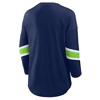 Women's Fanatics College Navy Seattle Seahawks Plus Redzone 3/4-Sleeve Scoop Neck T-Shirt