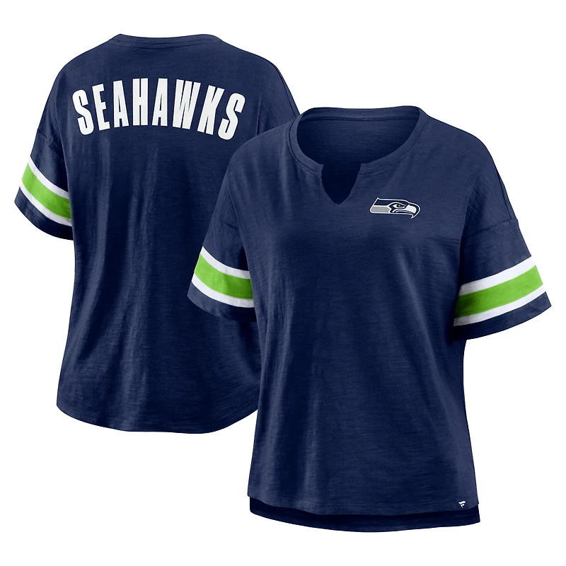 Women's Fanatics College Navy Seattle Seahawks Plus Redzone Notch Neck T-Shirt
