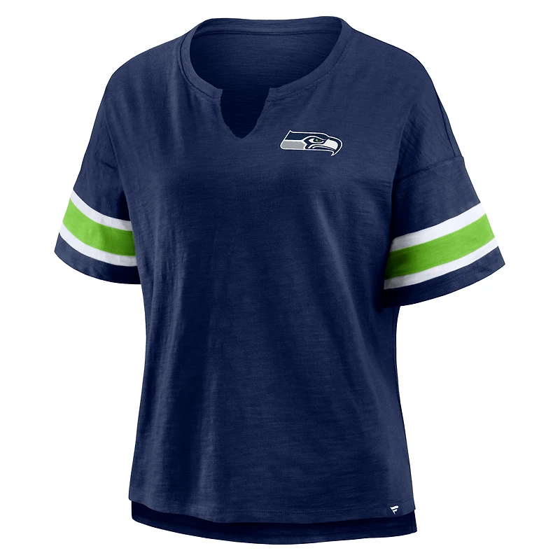 T-shirt Fanatics College Navy pour femmes des Seattle Seahawks Redzone Curl Route