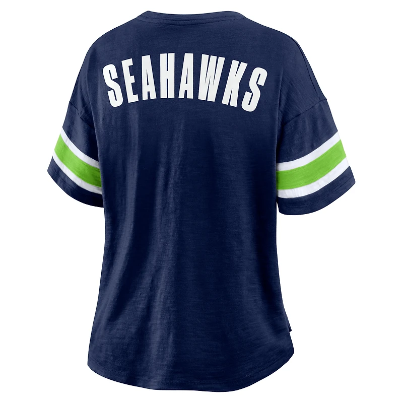 T-shirt Fanatics College Navy pour femmes des Seattle Seahawks Redzone Curl Route