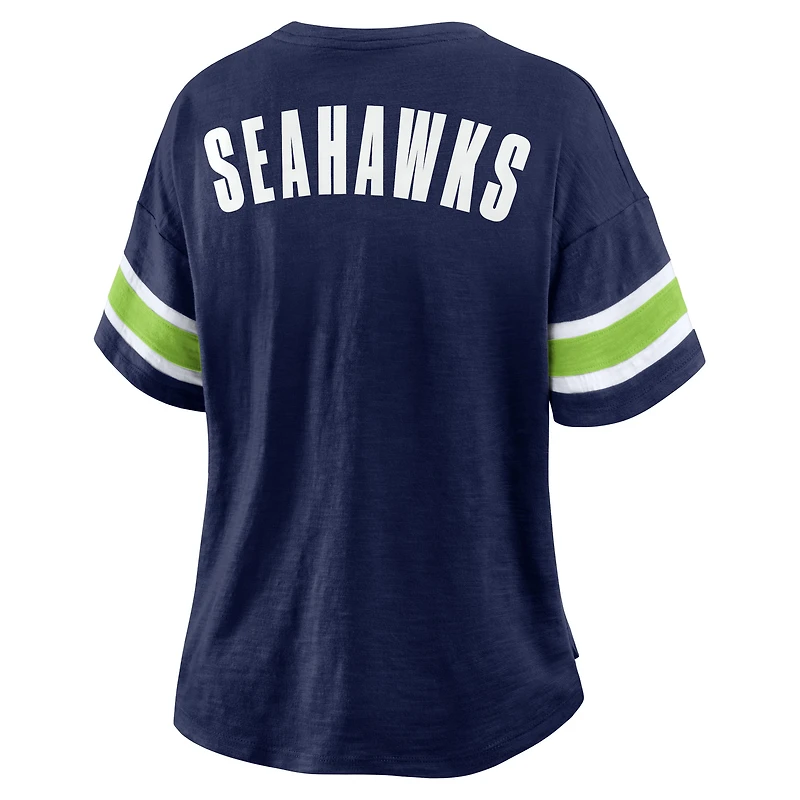 T-shirt Fanatics College Navy pour femmes des Seattle Seahawks Redzone Curl Route