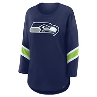 T-shirt à manches 3/4 Fanatics College Navy pour femme des Seattle Seahawks Redzone