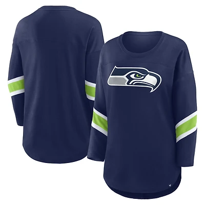 T-shirt à manches 3/4 Fanatics College Navy pour femme des Seattle Seahawks Redzone