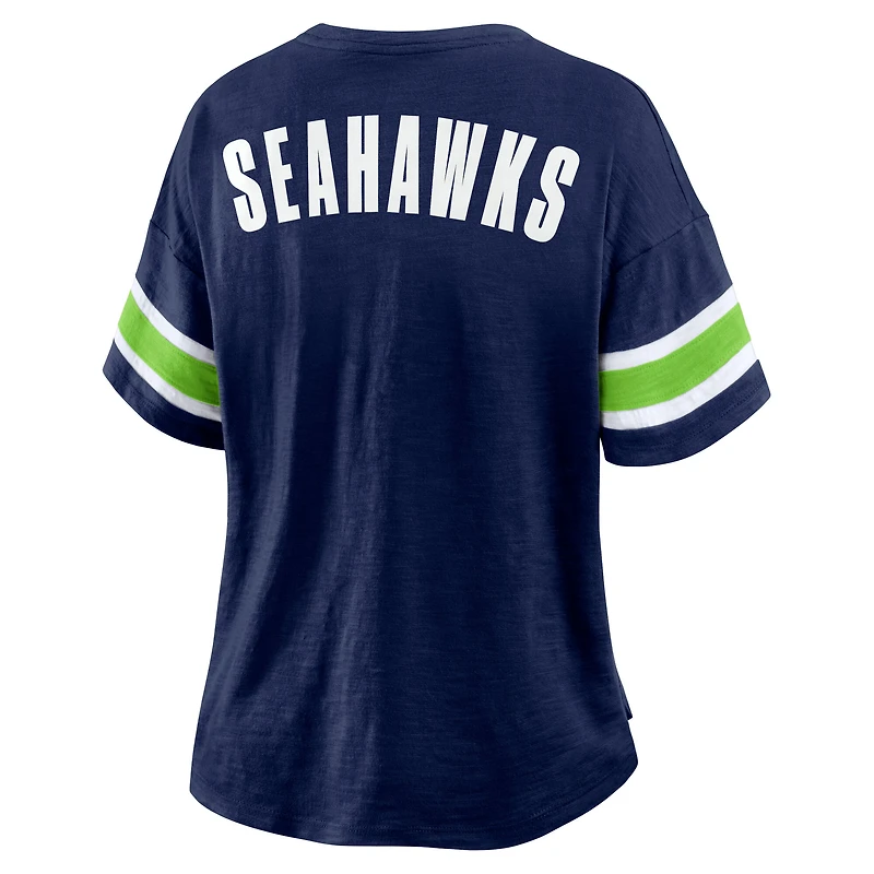 Women's Fanatics College Navy Seattle Seahawks Redzone Curl Route T-Shirt