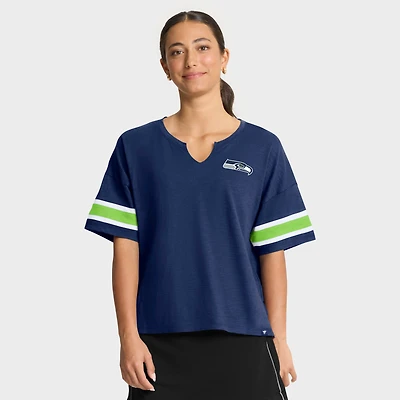 Women's Fanatics College Navy Seattle Seahawks Redzone Curl Route T-Shirt