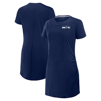 Robe t-shirt drapée froncée Fanatics College Navy pour femme des Seattle Seahawks