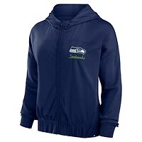 Sweat à capuche entièrement zippé Fanatics College Navy Seattle Seahawks Script Lock pour femmes