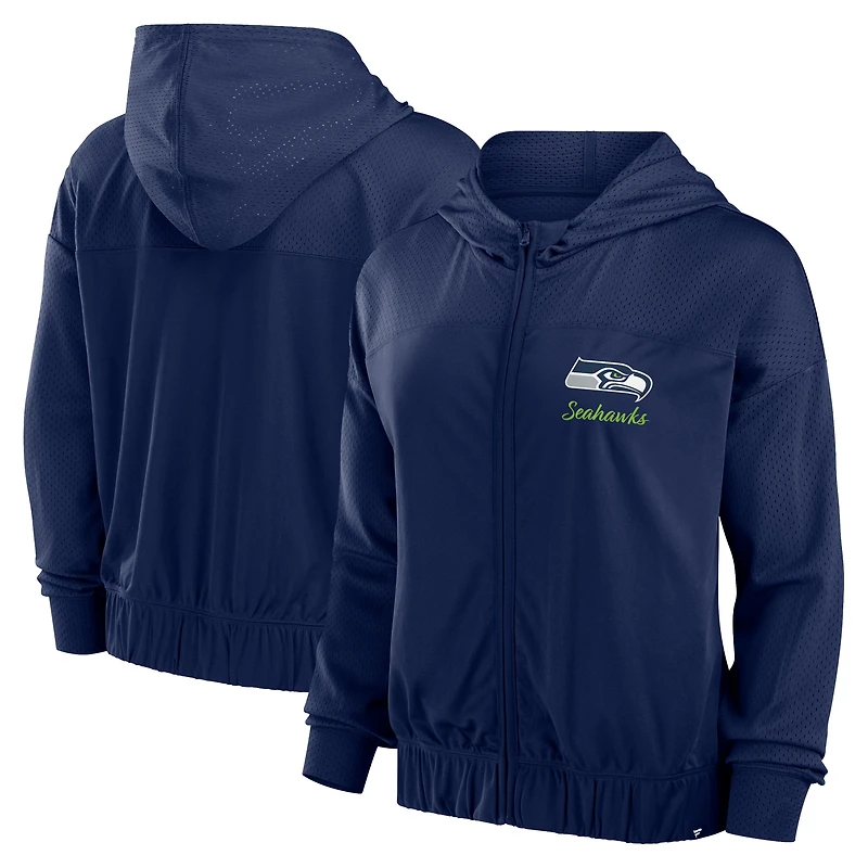 Women's  Fanatics College Navy Seattle Seahawks Script Lock Full-Zip Hoodie