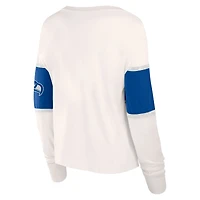 Women's Fanatics Cream Seattle Seahawks Antique Block Long Sleeve T-Shirt