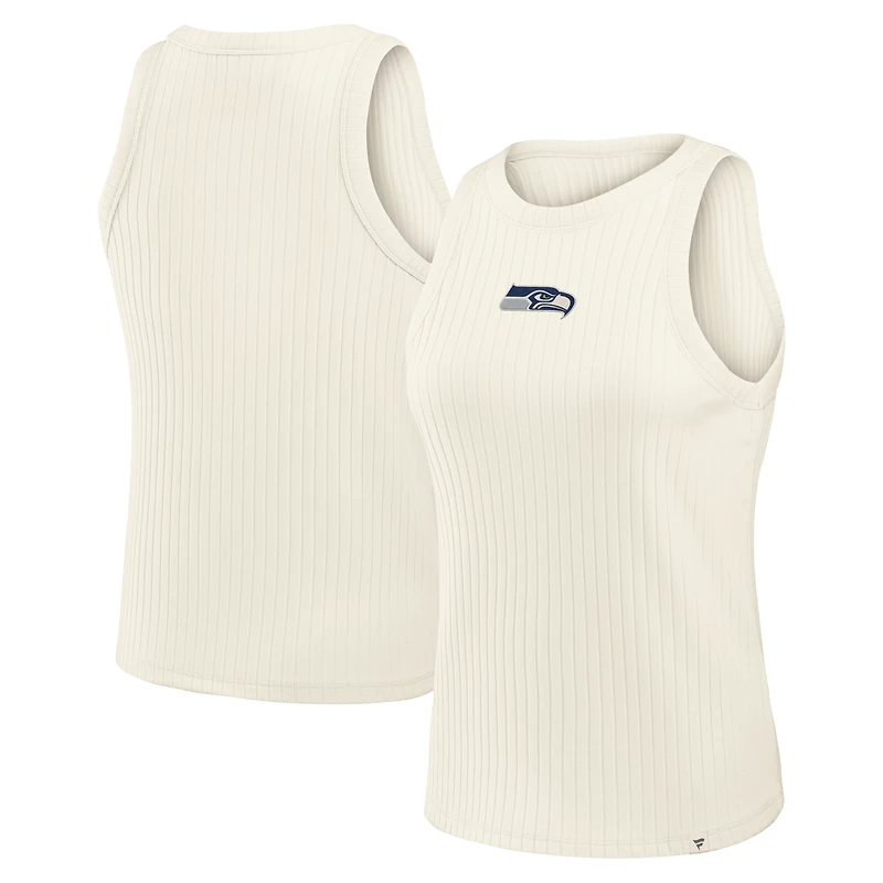 Women's Fanatics Cream Seattle Seahawks Star Play Tri-Blend Ribbed Tank Top